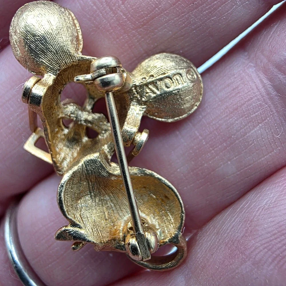 Avon Womens Spectacular Mouse Pin Glasses Amber Eyes Vintage 1973 Gold OS